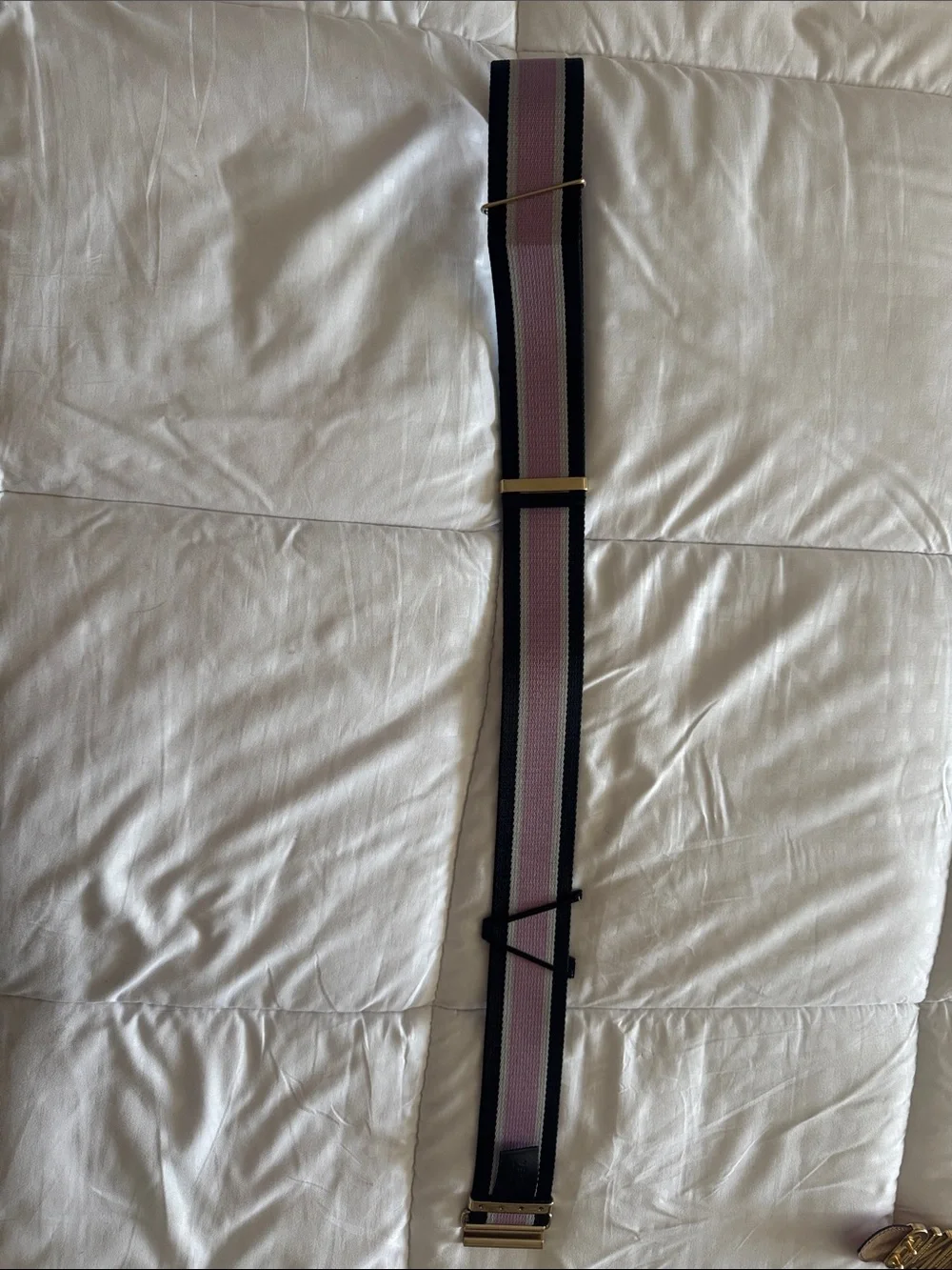 Authentic Versace Pink and Black Elastic Waist Belt with Gold Hardware